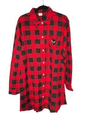 Millie & Moose Nightshirt Buffalo Check Red & Black Size L / XL New NWT